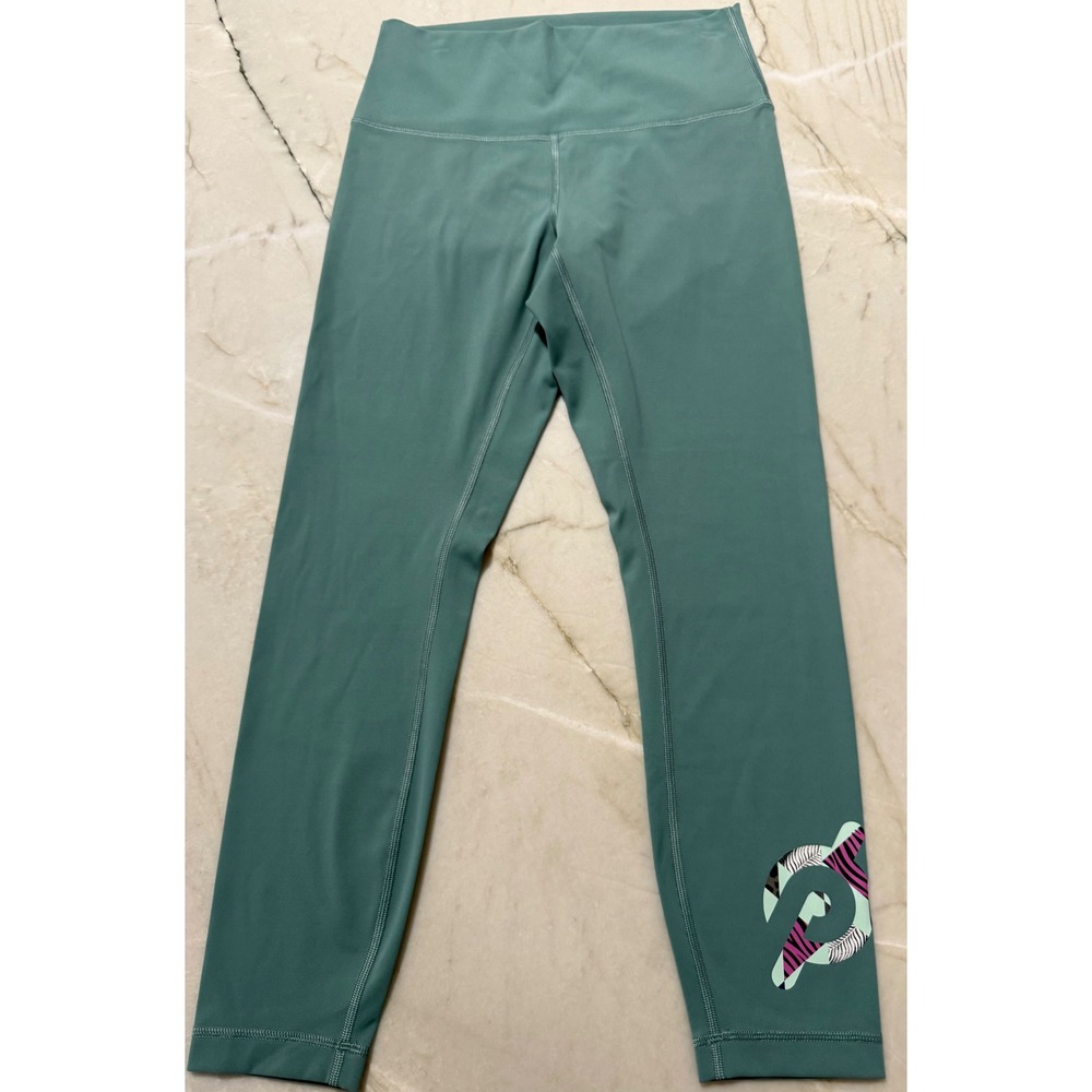 NWOT Lululemon Peloton High Rise Leggings Tidewater Teal Logo 25 Inseam Womens 8